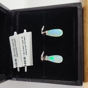 Opal and Diamond Earrings